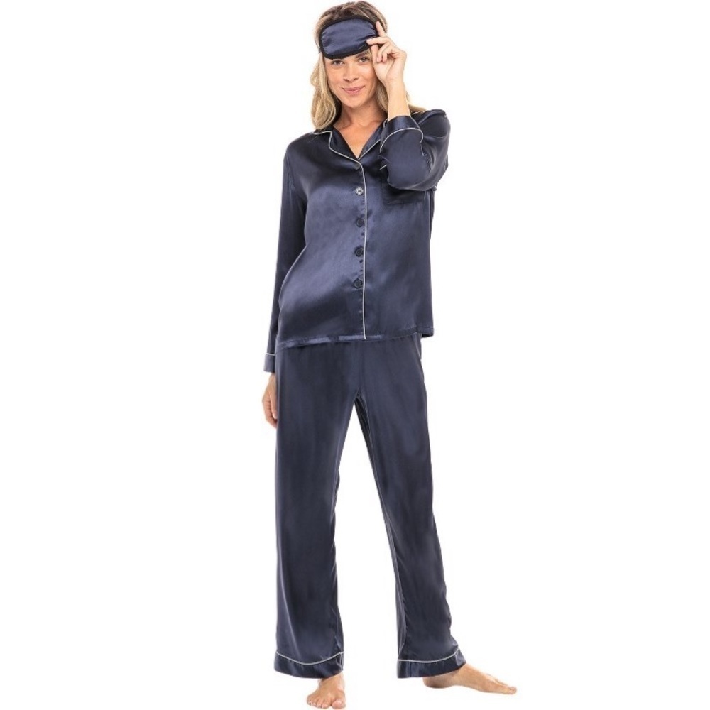 Alexander Del Rossa  Satin
Pajamas with Pockets, PJ and Matching Sleep
Mask